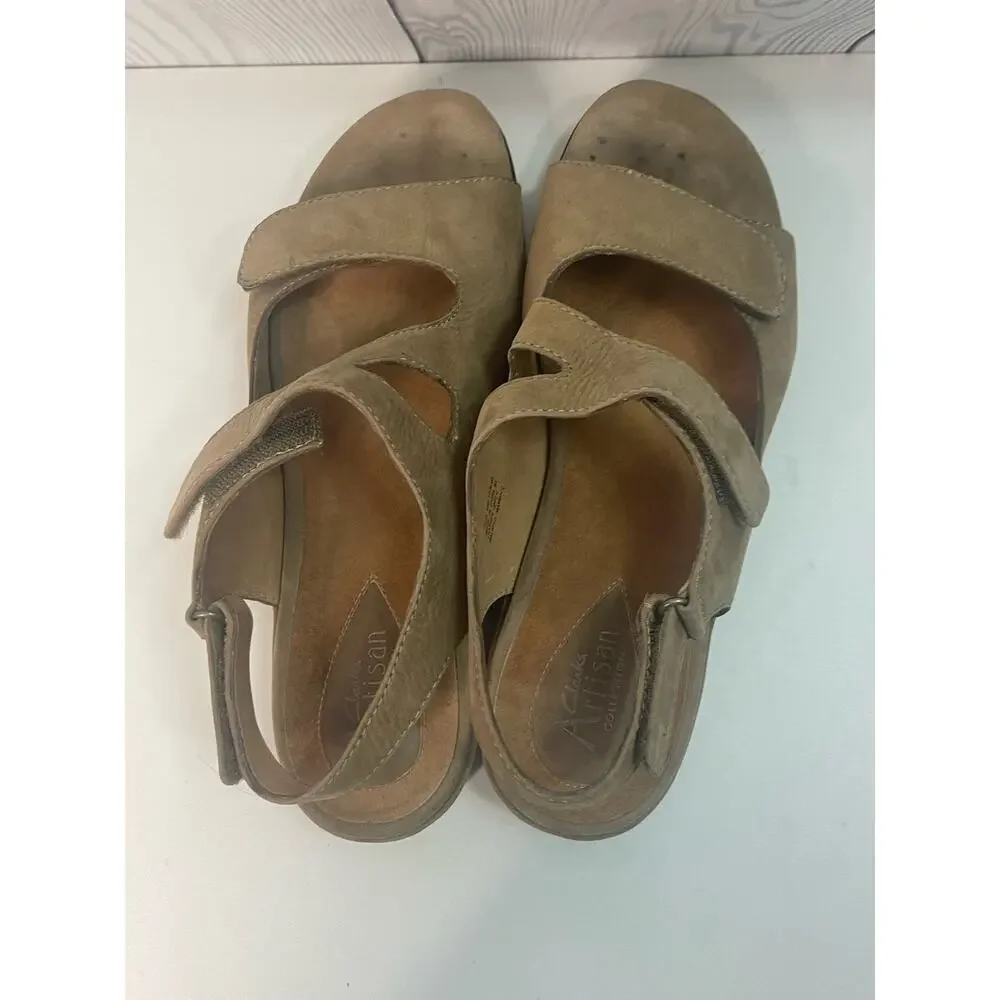 Clarks Artisan Comfort Sandal Saratoga Mushroom/Beige Strapped Sandal Size 10